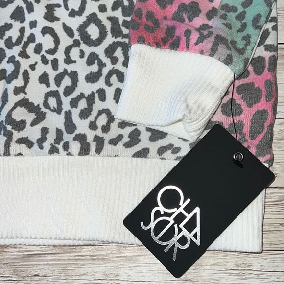 CHASER Super Soft Leopard Sweater Sweatshirt Ribbed Collar Cuffs Hem Size S NWT - Picture 4 of 9
